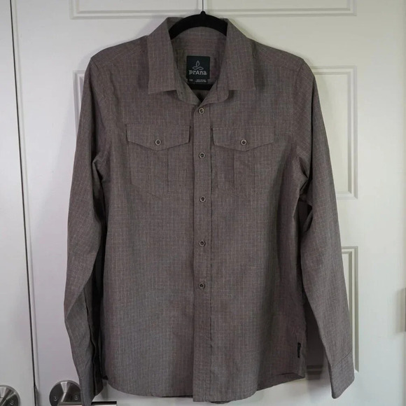 Prana Shirt Mens Small Hiking Button Up Ascension Roll Tab Sleeves Performance - Picture 2 of 10